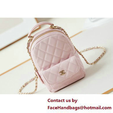 Chanel Grained Calfskin & Gold-Tone Metal Mini Backpack Bag AP3753 Light Pink 2025